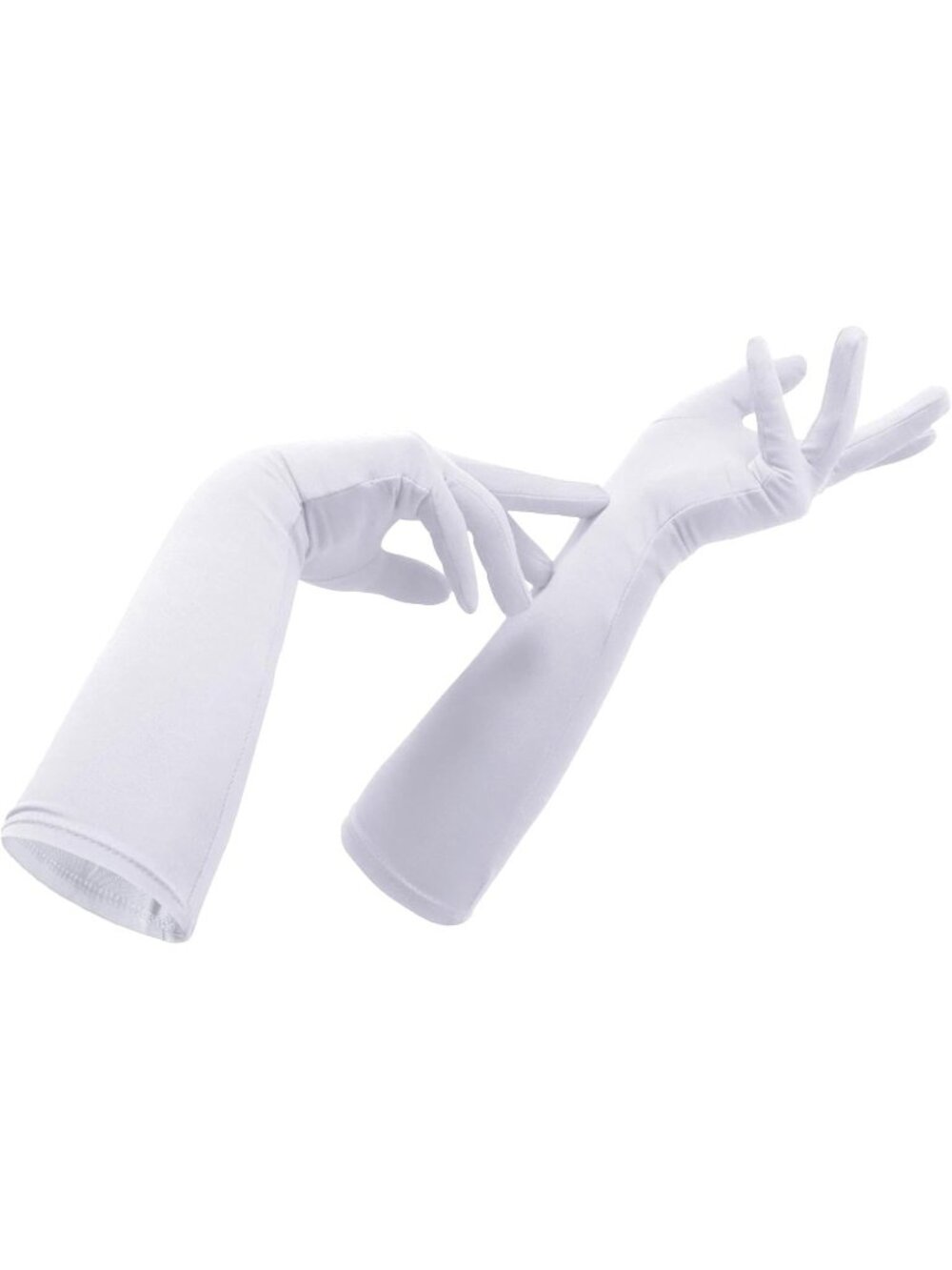 Women's White Cosplay Halloween Costume Spandex Stretch Mid-Length Gloves